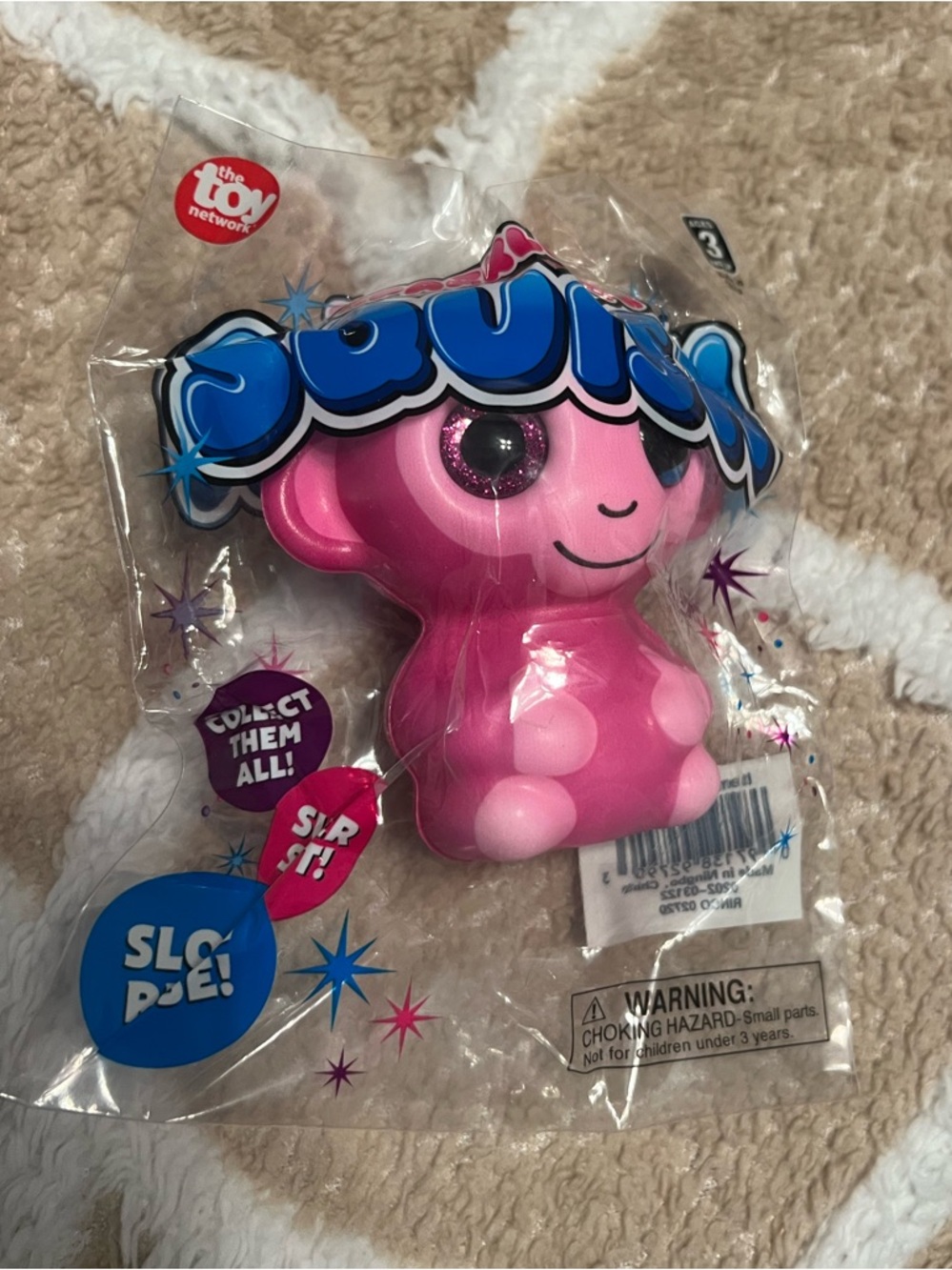 New! Squish Toy Pink Squeezable Figure